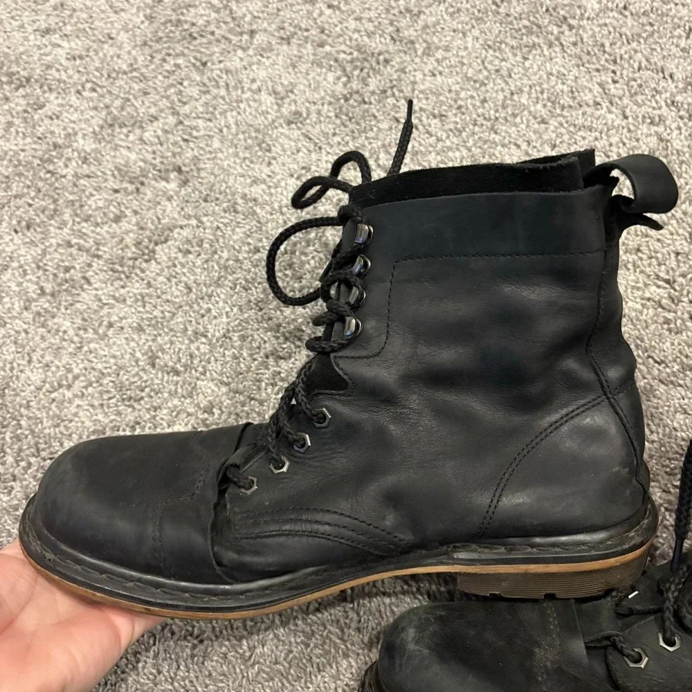 Vintage Dr. Doc Martens Pier Combat Boots Mens Shoes Size 12 Black Leather COOL